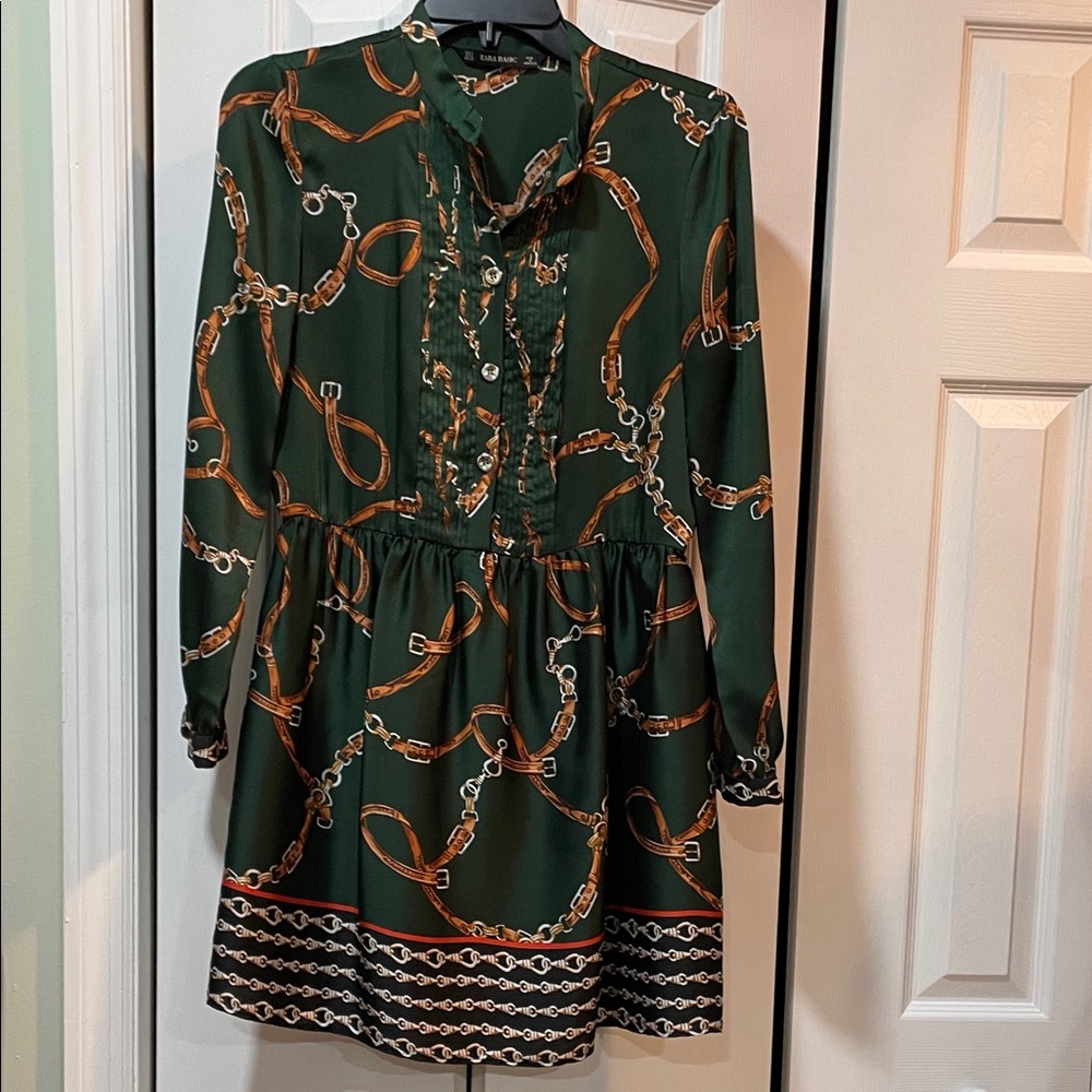Zara Green Belt Print dress